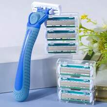 Women's Shaver Smooth And Comfortable Shaving Experience - Stainless Steel Razor With 6-Layer Blades And Non-Slip Handle, Includes Replacement Blades Men's Travel - Green - View 5