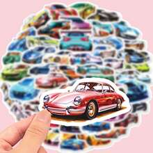 50 matowych naklejek i kalkomanii z motywem samochodów wyścigowych, odpowiednich do asymetrycznych etui na telefony, laptopów, butelek na wodę, albumów, pamiętników