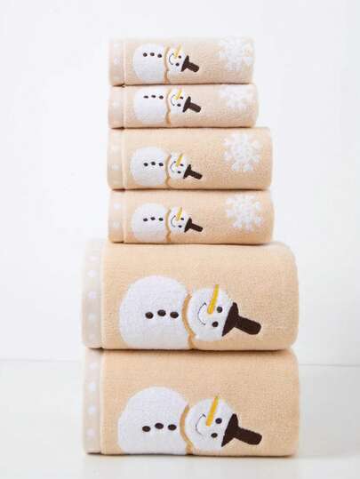1 件卡其色浴巾，提花刺绣圣诞雪人图案，矩形 70 * 140 厘米，适合成人游泳浴巾，或 34 * 74 厘米手巾，34 * 34 厘米手帕，速干吸水柔软，适用于浴室、厨房、旅行、节日礼物、健身房、海滩、酒店、沙龙、美容院户外淋浴毛巾、酒店运动、家庭必需品、毛巾、皮肤护理