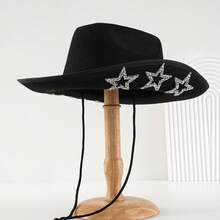 A Unisex Cowboy Hat Adorned With Studs And Rhinestone Stars, Featuring A Punk-Inspired Glossy Finish. Suitable For Parties, Cosplay, Dances, Masquerade Balls, Festivals, Weddings, Birthdays, And Music Festivals. - Multicolor - View 14