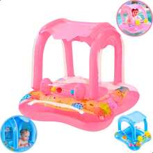 Inflatable Baby Float With Blue And Pink Canopy For Baby/Child - Float With UV Canopy, Comfortable Seat, Pool And Beach - 玫瑰 - 查看 5