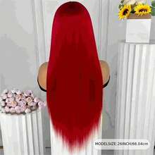 Eulisi Red Lace Front Wigs Human Hair 13x4 Straight Human Hair Wig Colored Red Transparent Lace Frontal Wigs Human Hair 150 Density Pre Plucked With Baby Hair Halloween Costumes - Red - View 23