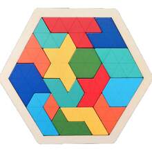 1set 3d Hexagonal Wooden Jigsaw Puzzle For Kids' Educational Toy, Brain Iq Test Game Montessori Toy Gift,Jenga,Wood Game,Toys>Brain Game - Multicolor - View 10
