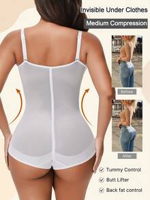 Waist Cincher Women Full Body Shaper Bodysuits Slimming Firm Tummy Control Shapewear Cross Shaping Underwear Sexy Cami Butt Lifter - trắng - Xem 4