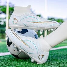 SUNAIS Herren Fußballschuhe Profifußballstiefel Hoher Knöchel Outdoor Indoor Athletisch Futsal Trainingsschuh - Weiss - Übersicht 8