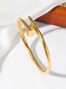 1 Stück klassisches Luxus Edelstahl Glücksblumen & Herz Nagel Armband, geeignet für den täglichen Gebrauch von Frauen, europäischer und amerikanischer Modestil Handgelenk Accessoire