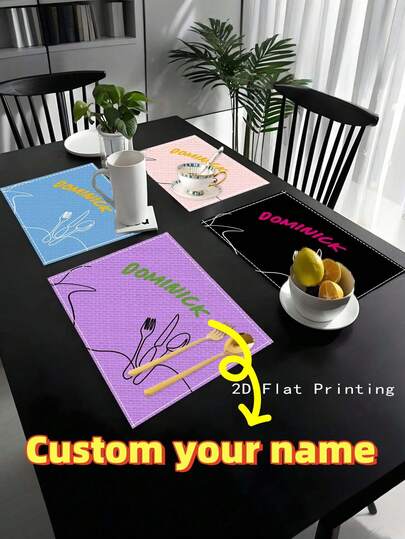 1 Stück personalisierte Text-, Namen-, Farbdekoration für Esstisch, individualisierter Name, minimalistisches Nischen-Design Tischset, Kaffee-Untersetzer und andere Heim- und Esszimmer-Artikel, Geschenk für Freunde und Familie, Heimdekoration