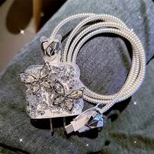 3D Bowknot/Heart/Star Charger Protector Case, Suitable For IPhone 16 Pro Max Charger, Data Cable Protector, Suitable For IPhone 16/15/14/13 Charger 18/20W Fast Charging Head, Anti-Breakage Design, Gift For Boyfriend/Girlfriend - Diamond Butterfly - View 2