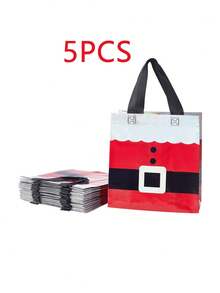 1/3/5 pièces Sac cadeau de Noël, sac non tissé, sacs cadeaux réutilisables avec poignées, sacs à main holographiques du Père Noël, convient pour les fêtes, les anniversaires, les baptêmes, les cadeaux de Noël, en vrac, pour les fournitures d'emballage de bonbons