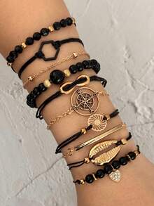 10/4/3pcs Woven Infinity Symbol & Multi-Element Bracelet Set, Beaded Jewelry, Women Accessories, Daily Wear