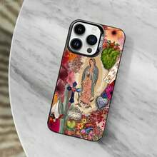 Funda de Teléfono Arte Virgen de Guadalupe Compatible con  11,12,13,16,14,15,Mini,Pro,XS,MAX Cubierta Negra Mate Antigolpes, Cubierta Compatible con Funda  17, Funda  17 Pro, Funda  17 Pro Max - z4 - Ver 5