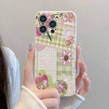 Pink Green Patchwork Pattern-Liquid Silicone Phone Case For IPhone [16/15/14/13/12/11 Pro Max] Series [Shockproof][Anti-Slip] -Slim Fit & Soft Touch Design,Stylish Shockproof Mobile Case For Women Girls Fast Delivery From The USA. - 白色 - 查看 6