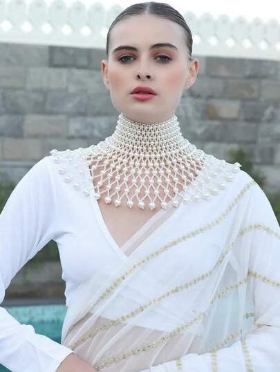 1pc Elegant Luxury Bridal Pearl Shoulder Chain, Suitable For Weddings, Banquets, Parties, Music Festivals, Dance Performances, Gifts For Women, And Other Occasions