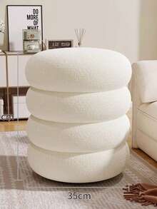 圆形奥斯曼坐垫，现代甜甜圈形软脚凳，客厅家具，小凳子，泰迪梳妆台，家居装饰化妆椅，客厅和卧室用的软垫脚凳，极简主义换鞋凳 - 彩色 - 查看 2