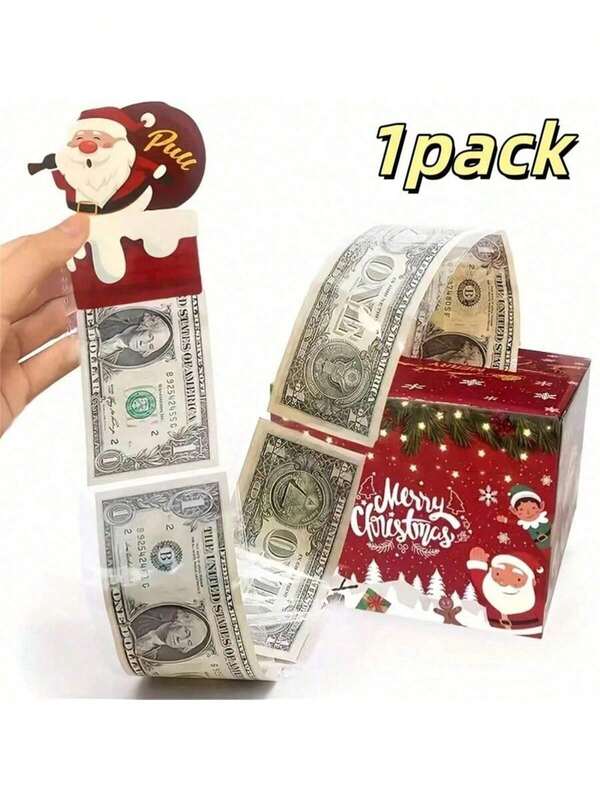 1 Pacote Caixa de Presente Surpresa de Dinheiro de Natal - Porta-Dinheiro Surpresa para Amigos e Família, Acessório de Festa Festiva, Material de Papel, Sem Baterias Necessárias, Sem Penas, Presente Surpresa de Natal, Presente de Natal