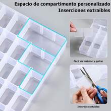 2piezas Cajas organizadoras de plástico transparente de 36 rejillas,caja de almacenamiento manualidades con separadores ajustables para organizador de abalorio,joyas,gancho de pesca,cintas washi,hilos - 1 - Ver 5