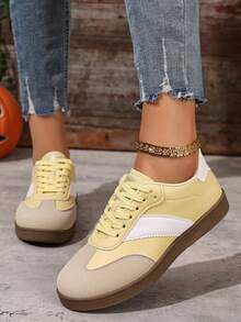 女士时尚百搭休闲舒适平底运动鞋 - 黃色 - 查看 2