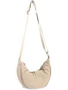 Pequeña bolsa cruzada de nailon creciente para mujeres y hombres, a, bolsa de viaje - Beis - Ver 17