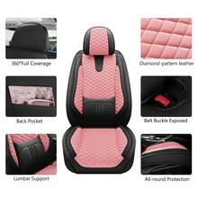 Nappa Luxury Leather Universal Car Seat Covers Full Set Front Rear Sold Split Bench Cover Diamond Pattern For Cars Easy To Install Cover Set Interior Accessories Decoration For Auto Sedan SUV - Hồng - Xem 5