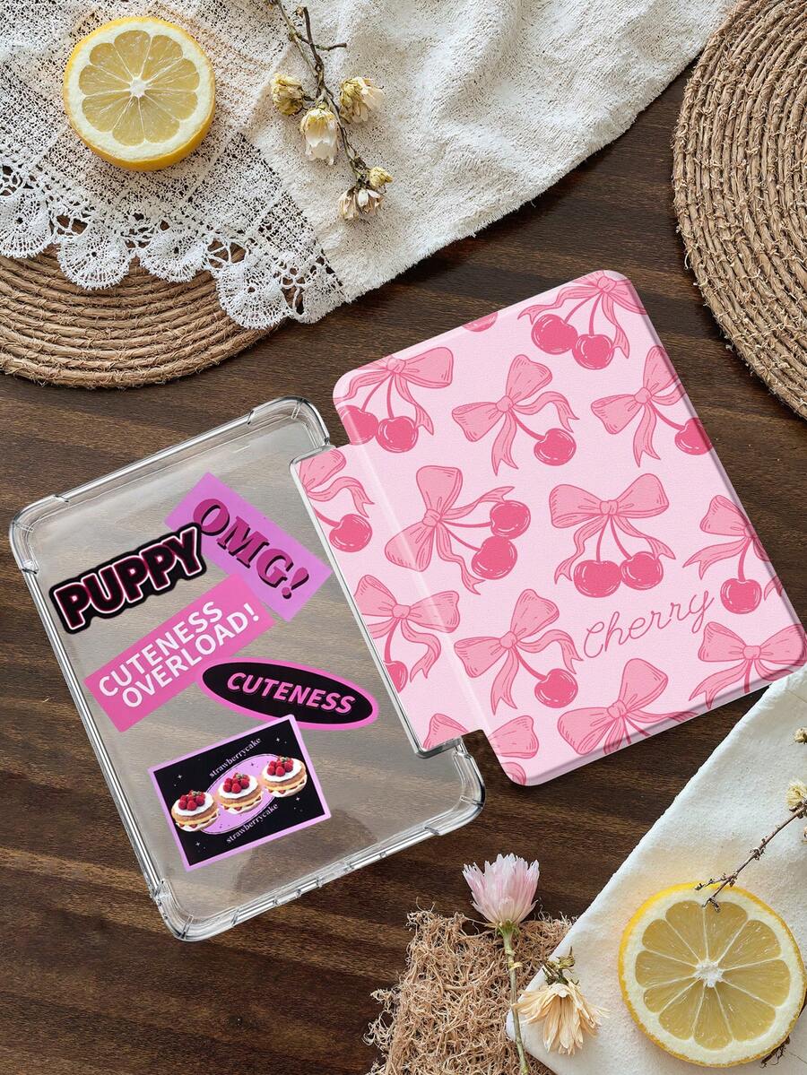 Ốp lưng Ebook họa tiết quả anh đào hồng tương thích với Kindle 6" thế hệ thứ 11 (phát hành năm 2024 và 2022) - Ốp lưng bảo vệ bằng TPU trong suốt siêu mỏng có chức năng tự động đánh thức/ngủ cho Kindle Paperwhite thế hệ thứ 12 năm 2024, có thể tùy chỉnh DIY - Dùng hàng ngày và làm quà tặng ngày lễ - Nhiều màu - Xem 1