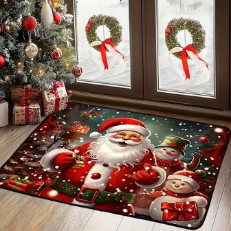 1 Christmas Theme, Christmas Tree English Letter Pattern Enlarged Doormat, Doorway Carpet - Machine Washable, Silicone Non-Slip Mat, Suitable For Living Room, Bedroom, Kitchen, Office, Indoor And Outdoor Entrance Doormat, Christmas Decoration, Room Decoration, Christmas Gift