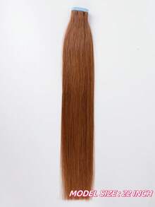 Tóc nối dạng băng dính màu nâu, dài 16-24 inch, 100% tóc người Remy, thẳng mượt, không đường nối, kiểu dệt sát da, băng dính PU, 50g/gói, tóc nối dạng băng dính dành cho nữ, #33 Nâu đỏ. - S33 - Xem 4