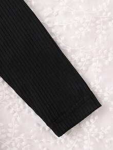 Vestido de manga larga con volantes en los hombros y lazo, a cuadros, de moda para bebé niña, para primavera/otoño - Negro - Ver 5