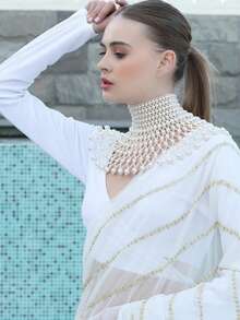 1pc Elegant Luxury Bridal Pearl Shoulder Chain, Suitable For Weddings, Banquets, Parties, Music Festivals, Dance Performances, Gifts For Women, And Other Occasions - White - View 7