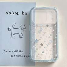 Star Large Hole Transparent Multi-Color Frame Phone Case For IPhone 17 Air/16/15/14/13/12 Pro Max 14 15 16 17 Plus 11 12 13 14 15 16 17 Pro Girly Heart Non-Slip Soft Case Anti-Drop Protective Cover - 藍色 - 查看 1