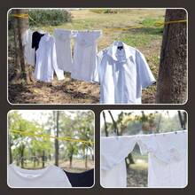 Portable Travel Clothesline, Windproof Clothes Laundry Line With Clothespins Hang Holes, Indoor Outdoor Clothes Drying Rope Hotel, Backyard, Cruise , Camping Yellow, 12.5 Ft