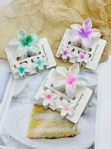 1pc/3pcs Iridescent Daisy Flower Claw Clips, Ombre Hair Clips, Fashion Hair Claw Suitable For Beach Vacation, Photo Shooting, Daily Wear Hair Accessories Autumn Accessories Fall Hair Clutch Winter Accessories