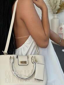 Luxury Women's Handbag With Removable Crossbody Strap And Key Ring Card Holder - 米色 - 查看 2
