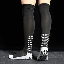 1 Pair Athletic Socks For Men & Women - Performance Grip Socks With Arch Support For Football, Basketball, Skateboarding, Rugby & Exercise, White With Orange Accents, Arch Support Socks | Geometric Pattern Socks | Knit Fabric Socks, Sports Sock - Tất đầu gối - Xem 4