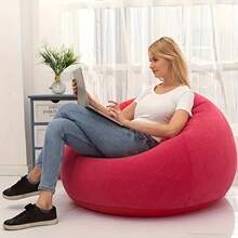 1pc Soybean Bag Chair, Inflatable Sofa Chair, Soft, Comfortable, Outdoor, Lazy Seat, Tatami Chair, Sofa Cover, Lazy Sofa, Circular Single Sofa, Living Room, Office Lunch Break, Outdoor Picnic Camping, Father'S Day Gift - 球形沙發 - 深藍色 - 查看 7