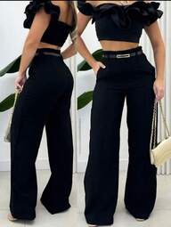 Calça Alfaiataria Feminina Com Cinto