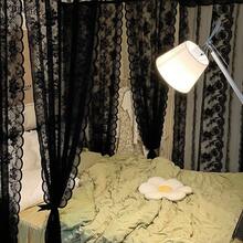 1 件优雅黑色蕾丝边窗帘，适用于户外凉亭、婚礼派对、客厅和卧室，法式浪漫薄纱面料，可调节床上用品和蕾丝，适合全尺寸/大号床 - 黑色 - 查看 8