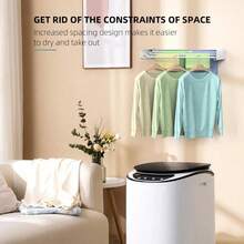 80cm Home Wall Mounted Drying Rack, Laundry Drying Rack Collapsible With Aluminum Rods Foldable Indoor Retractable Clothes Hanging Rack For Bathroom Laundry, Space Saving Foldable Laundry Drying Rack, Space Saving Collapsible Wall Mount Clothes Drying Rack With Wall Template, 5 Stainless Steel Rods, 60 Lb Capacity - White - View 3