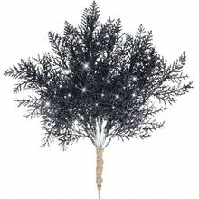 MEHELANY 10Pcs Blak Artificial Glitter Leaves Fake Plants Branches Leaf Christmas Tree Picks Sparkling Fillers Sprays For Xmas Wreath Garland DIY Crafts Home Holiday Arrangement Decor Christmas Party , Holiday Table Setting Valentine Bouquets Embellishment, Hostess Gifts Home Decor Christmas Decorations Room Decor