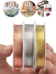 High Quality Stainless Steel Jewelry Wire, Non-Fading, Non-Rusting, Color-Fast, Durable, Suitable For Bracelet, Necklace DIY, Non-Fading Beading Thread, Jewelry Cord, Handmade Weaving Wire, Gold & Silver Color Metallic Wire