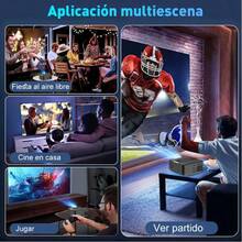 Proyector pequeño, proyector LED profesional, proyector Android 4K, miniproyector, 1920x1080, Wi-Fi de doble banda de 2,4/5/6 GHz, Android 11, 14 000 lúmenes, función de corrección automática de distorsión trapezoidal giroscópica, compatible con rotación de imagen de 360°, reducción de ruido avanzada, altavoces estéreo integrados para un sonido de alta calidad, varios puertos, enfoque manual, compatible con varios idiomas, tecnología de protección ocular.