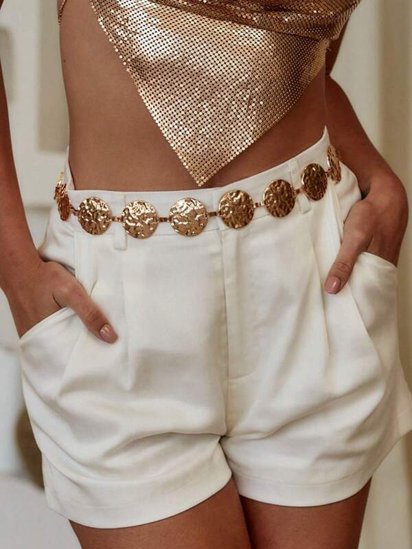 1 Piece Of Decorative Waist Chain Dress, Metal Thin Waistband, Circle Versatile, Retro European And American Cross-Border Summer Beach Suitable For Daily Gatherings, Parties, And Gift Giving