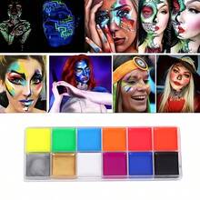 12 Colors Oil-Based Watercolor Paints, Face Paint, Fluorescent - Visible Under UV Light, Vibrant Colors, Suitable For Summer Parties, Carnivals, Halloween, Christmas, Easter, Stage Performances, Cosplay, World Cup Cheerleading Outfits - JHP022 - View 1