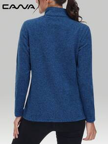 Cavva 女士全拉链抓绒外套，轻便透气，冬季保暖，带两个拉链口袋，适合徒步、露营、钓鱼、慢跑、滑雪等运动。 - 藍色 - 查看 3