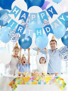 1/18/19 piezas Pancarta de Feliz Cumpleaños, Decoración de Cumpleaños Azul, 16 Globos de 12 pulgadas con 2 Cintas para Decoración de Fiesta de Cumpleaños de Niños y Niños de Cualquier Edad