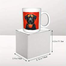 11oz Steampunk Black Labrador With Glasses Design Ceramic Coffee Mug - Fun Dog Lovers On Birthdays,, New Year, Heat-Resistant Insulated Ceramic Cup Suitable Hot And Cold Drinks, Coffee Bar Accessories, Humorous Pattern, Bright Colors - White - View 5