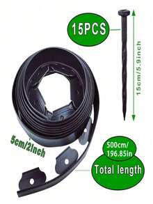 16.4ft Heavy Duty Plastic Garden Lawn Edging Kit, 2 Inch High, With 15 Screws Nails, No Digging Garden Edge Lawn Border For Landscaping, Yard, Garden Borders And Driveway Dividers