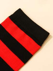 1 Pair Women's Red And Black Striped Over,The,Knee Socks, Cozy Socks - Multicolor - View 4