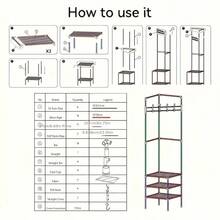 Corner Coat Rack With Hooks, Freestanding Bedroom Clothes Hanger, Simple Storage Rack For Wall, Bedroom