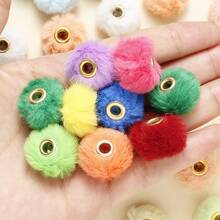 20pcs/Set Winter Christmas Style Super Soft Faux Fur Beads Big Hole Macaron Color Round Focal Beads For Pen Jewelry Making DIY Fashion Accessories Perfect For Creating Unique Bracelets Pen Decoration - Multicolor - View 5