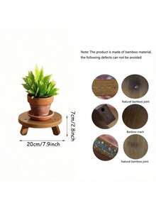 1pc DIY Handmade Apricot & Brown Bamboo Planter Pot Holder Indoor Flower Stand